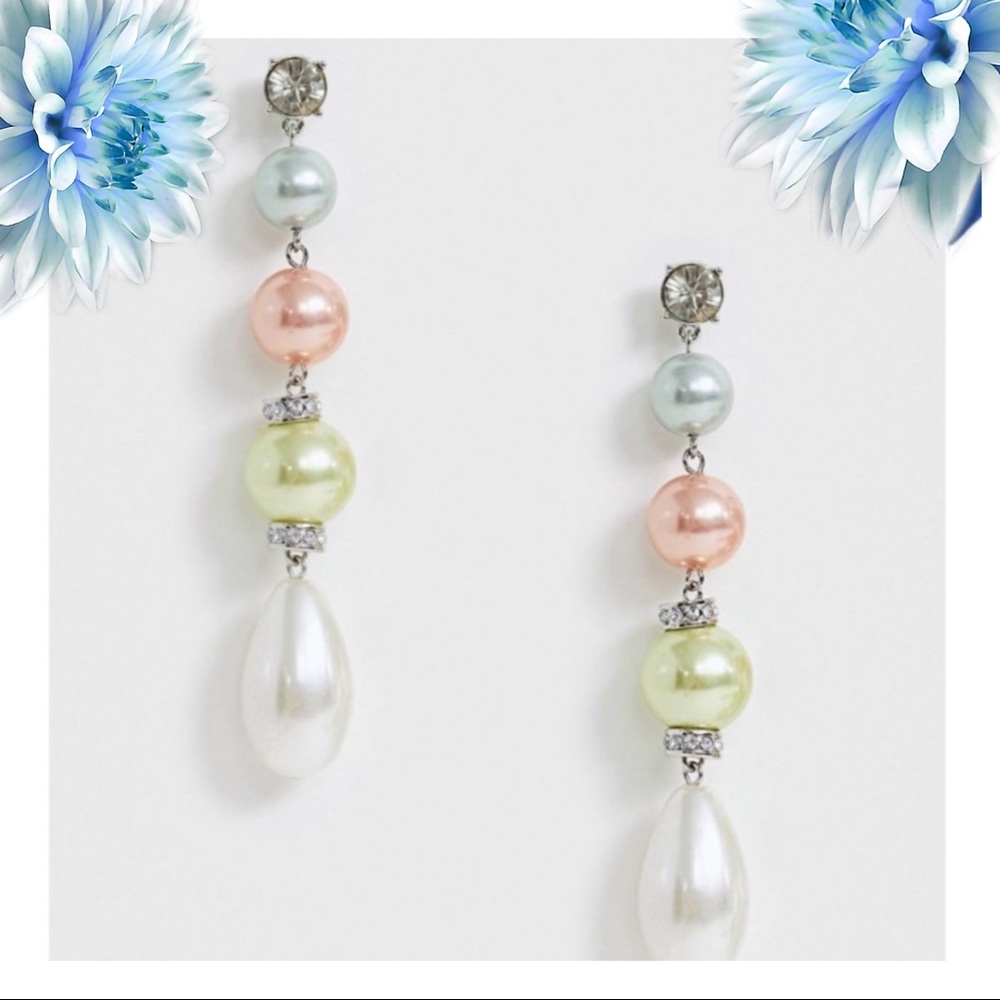 Oversized Pastel Pearl Strand Earrings - Picture 2 of 4